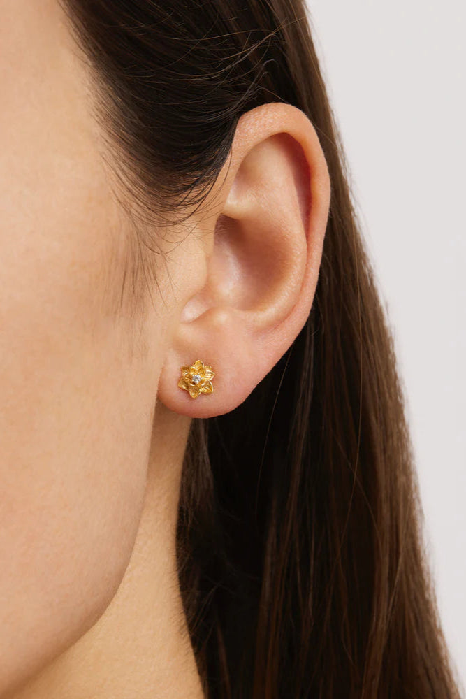 BLOOM WITHIN LOTUS STUD EARRINGS - 18K GOLD VERMEIL