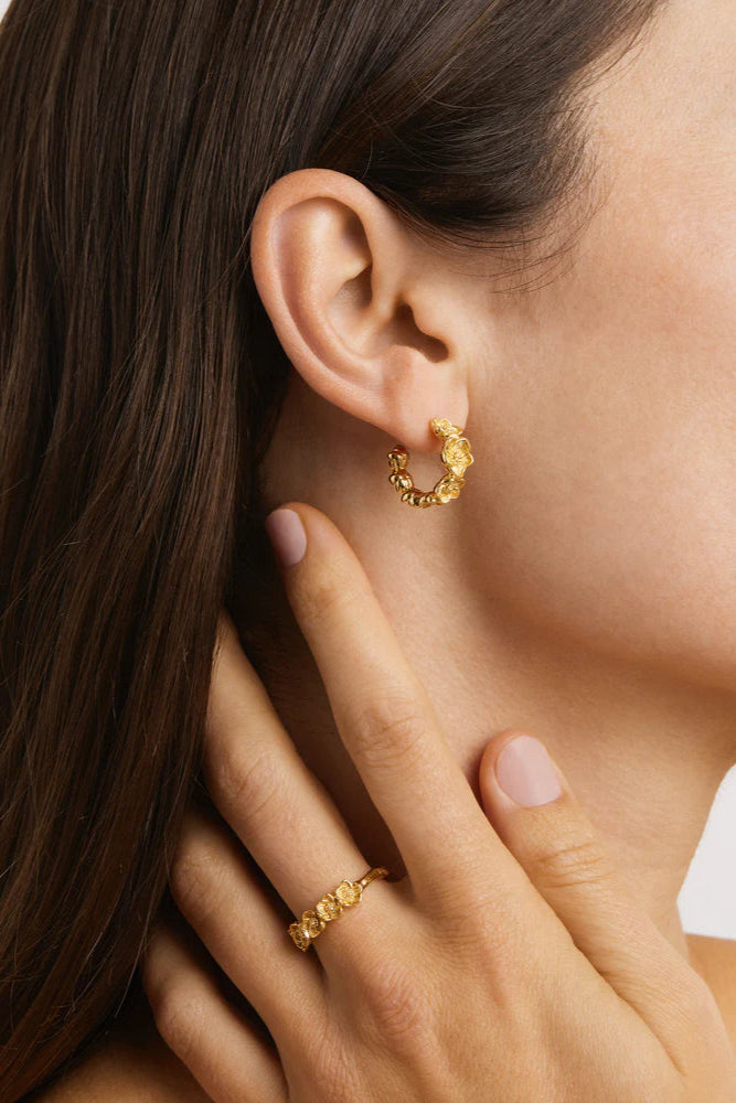 BLOOM WITH GRACE HOOPS - 18K GOLD VERMEIL