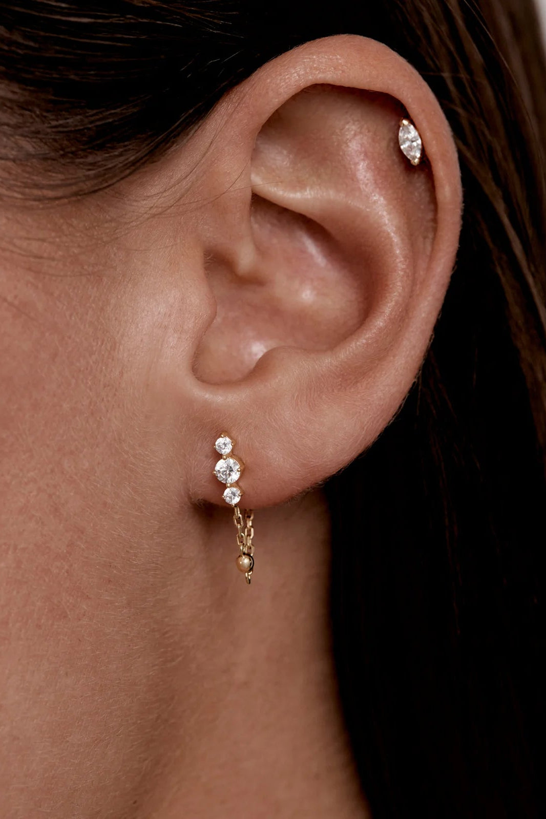18k Gold Vermeil In the Stars Chain Huggie Earrings