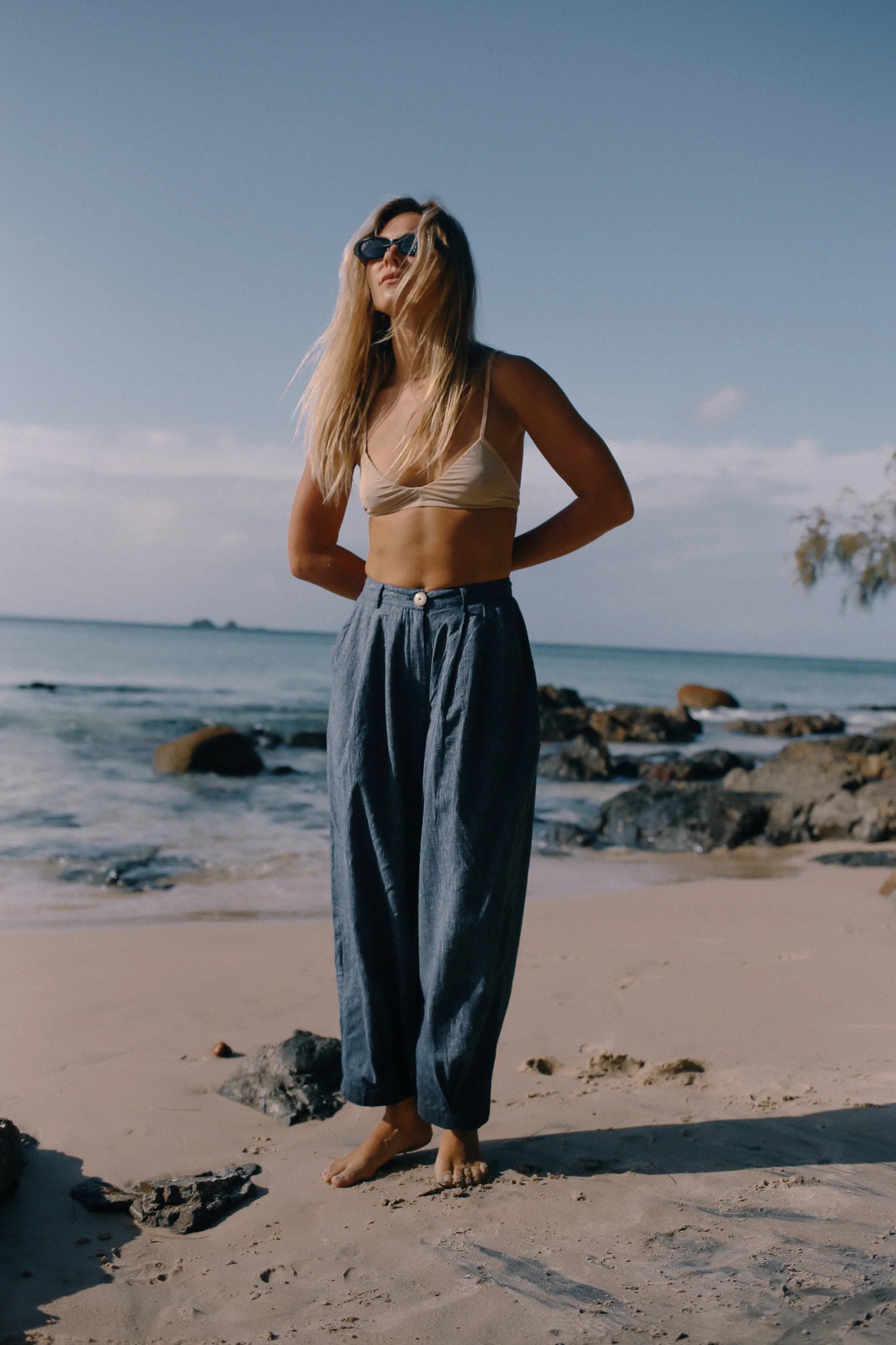 Yumi Pant - Navy Pinstripe