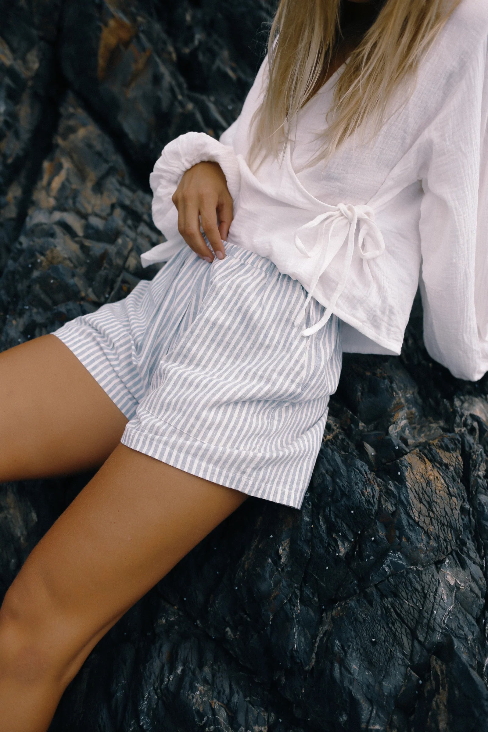 Ava Short Washed - Blue Stripe