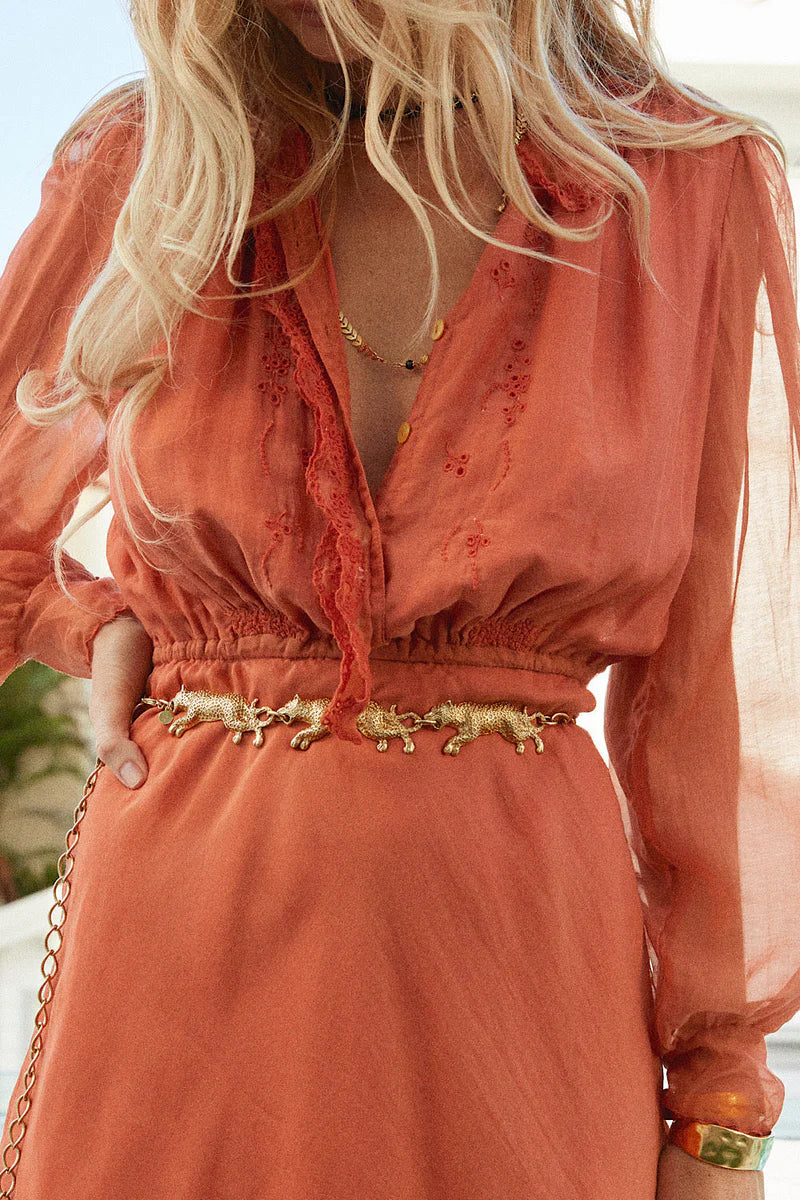 Leopard Brass Chain Belt