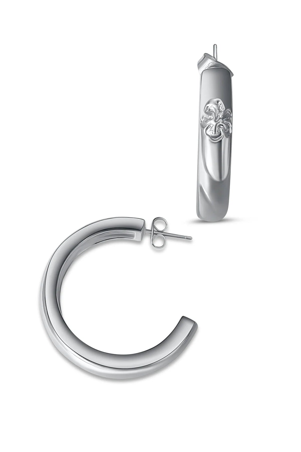 1" Hibiscus Midi Hoops - SILVER