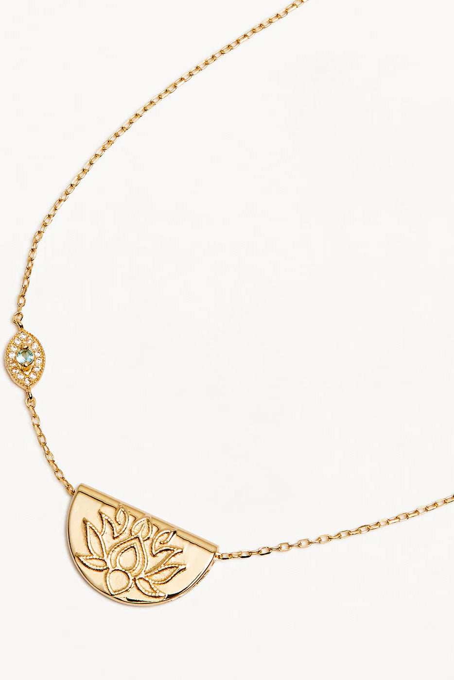 Eye of Peace Lotus Necklace - 18k Gold Vermeil
