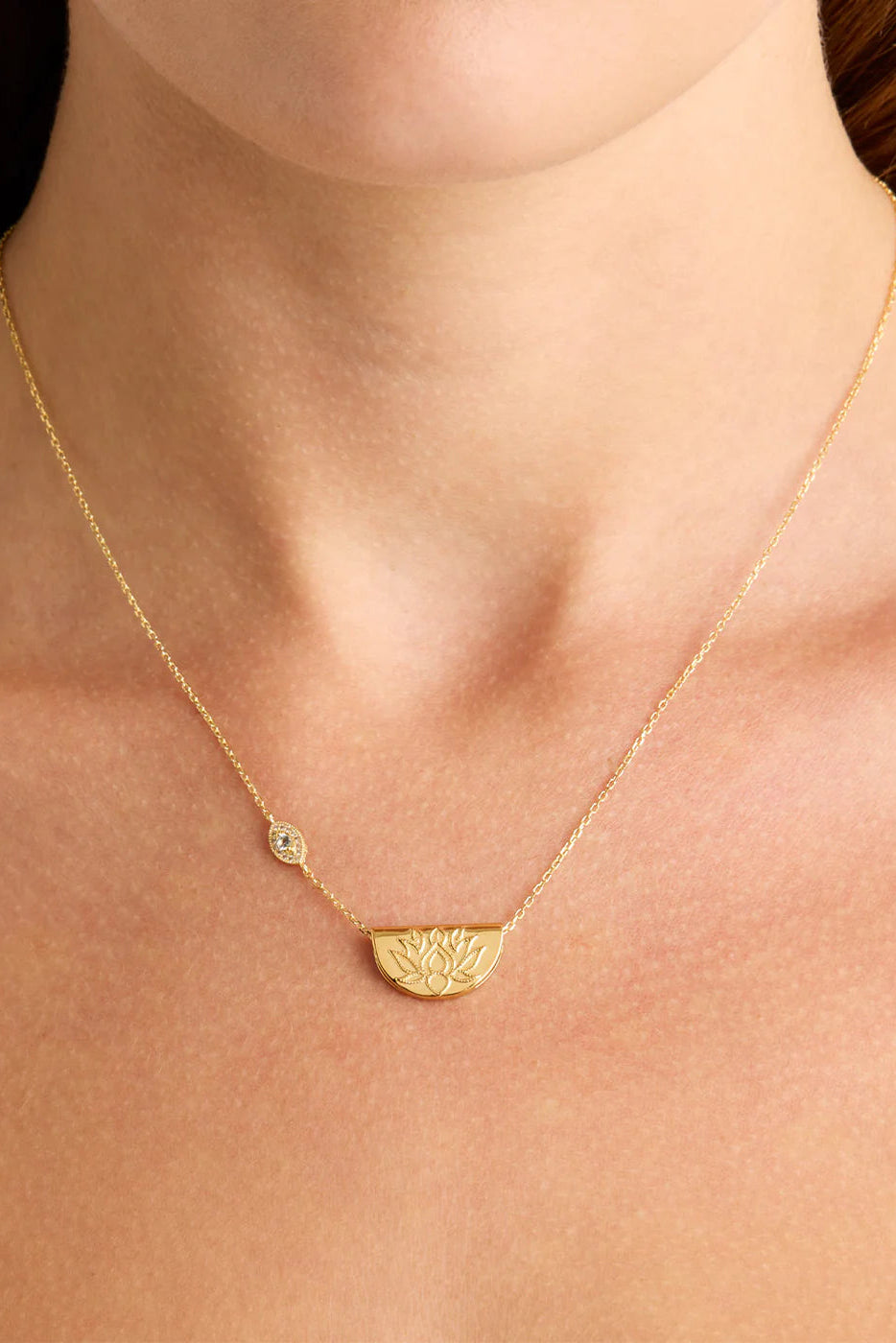 Eye of Peace Lotus Necklace - 18k Gold Vermeil
