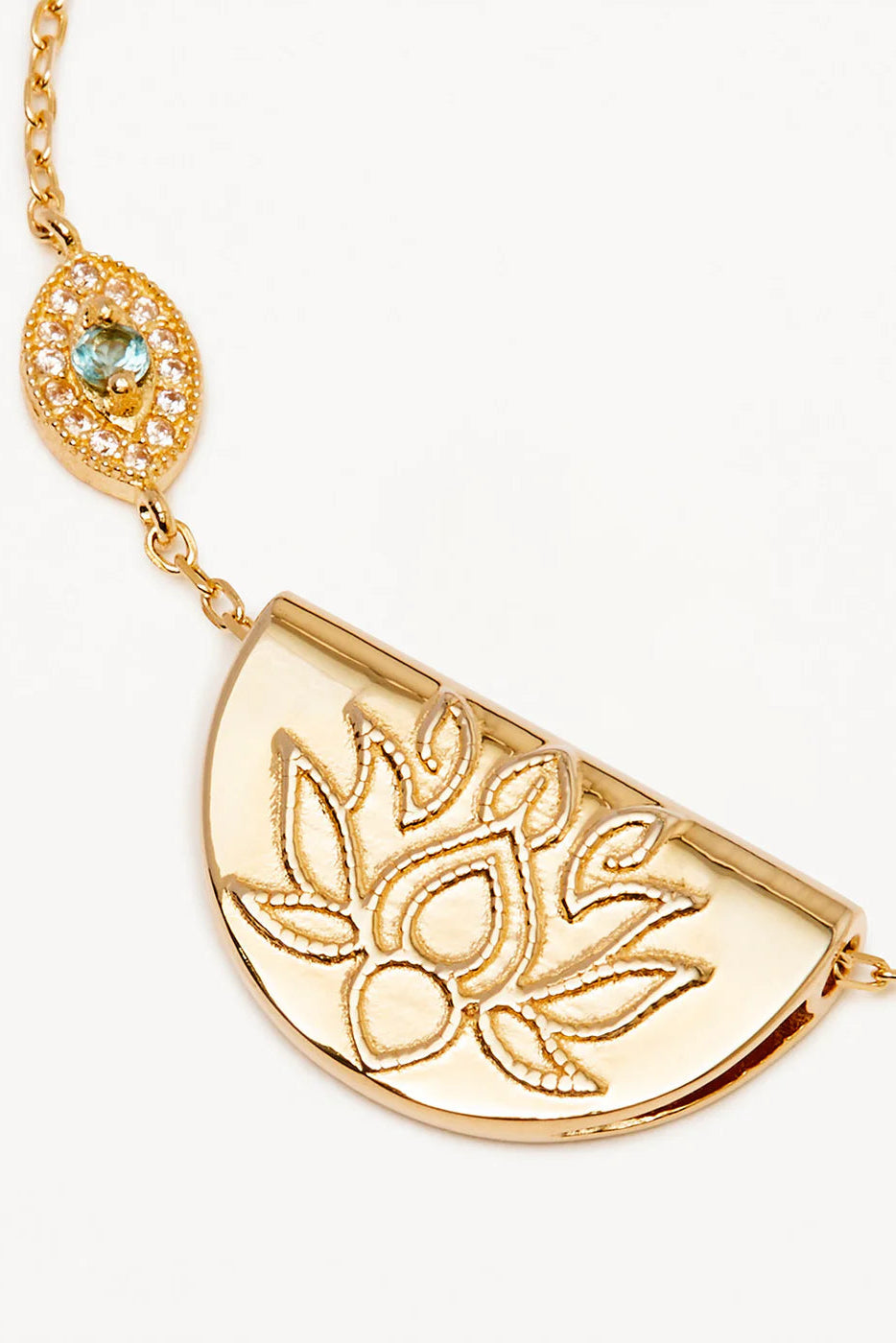 Eye of Peace Lotus Necklace - 18k Gold Vermeil