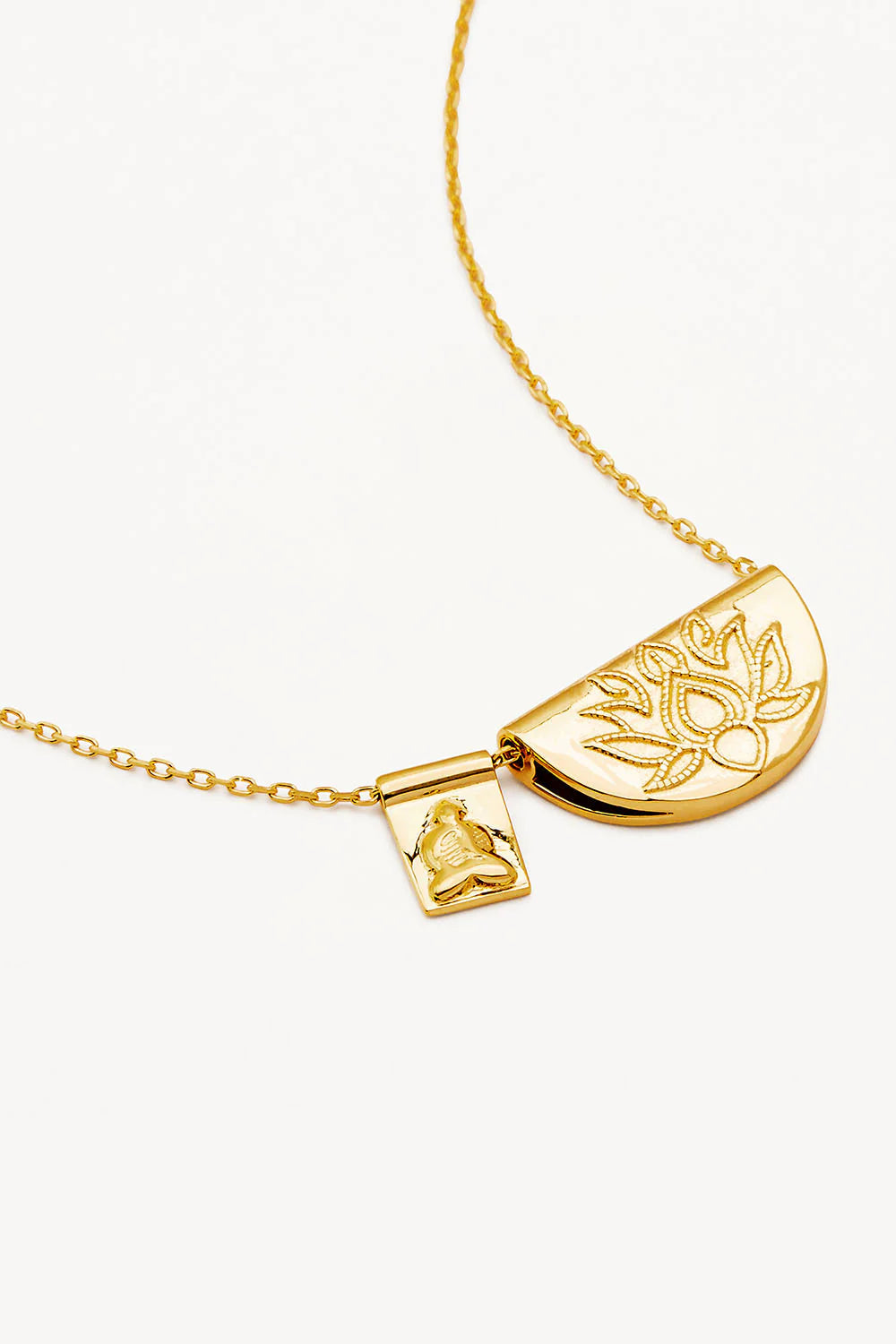Lotus and Little Buddha Necklace 18k Gold Vermei