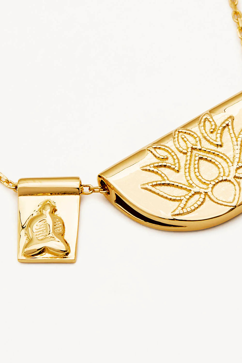 Lotus and Little Buddha Necklace 18k Gold Vermei