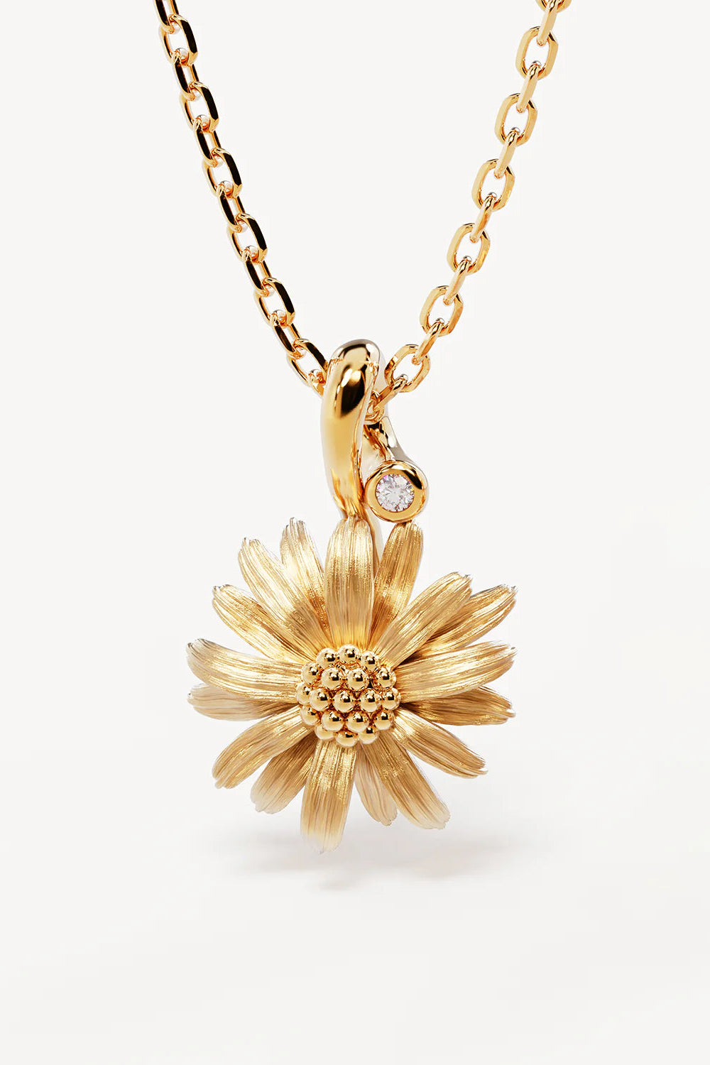 DAISY APRIL BIRTH FLOWER NECKLACE - 18K GOLD VERMEIL