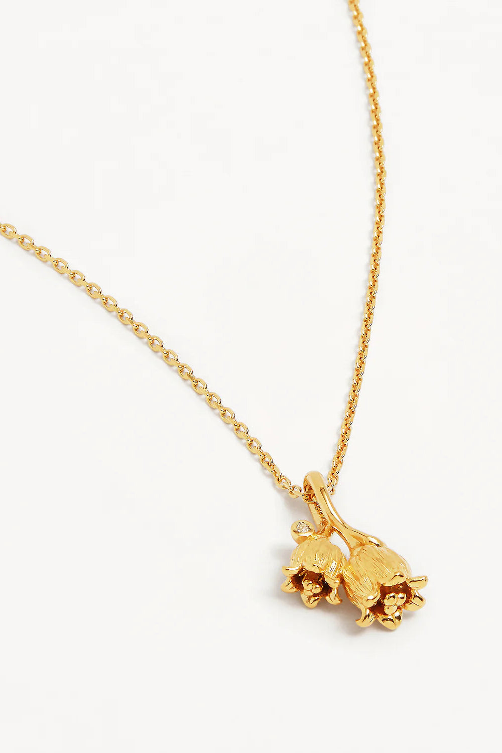 LILY OF THE VALLEY MAY BIRTH FLOWER NECKLACE - 18K GOLD VERMEIL
