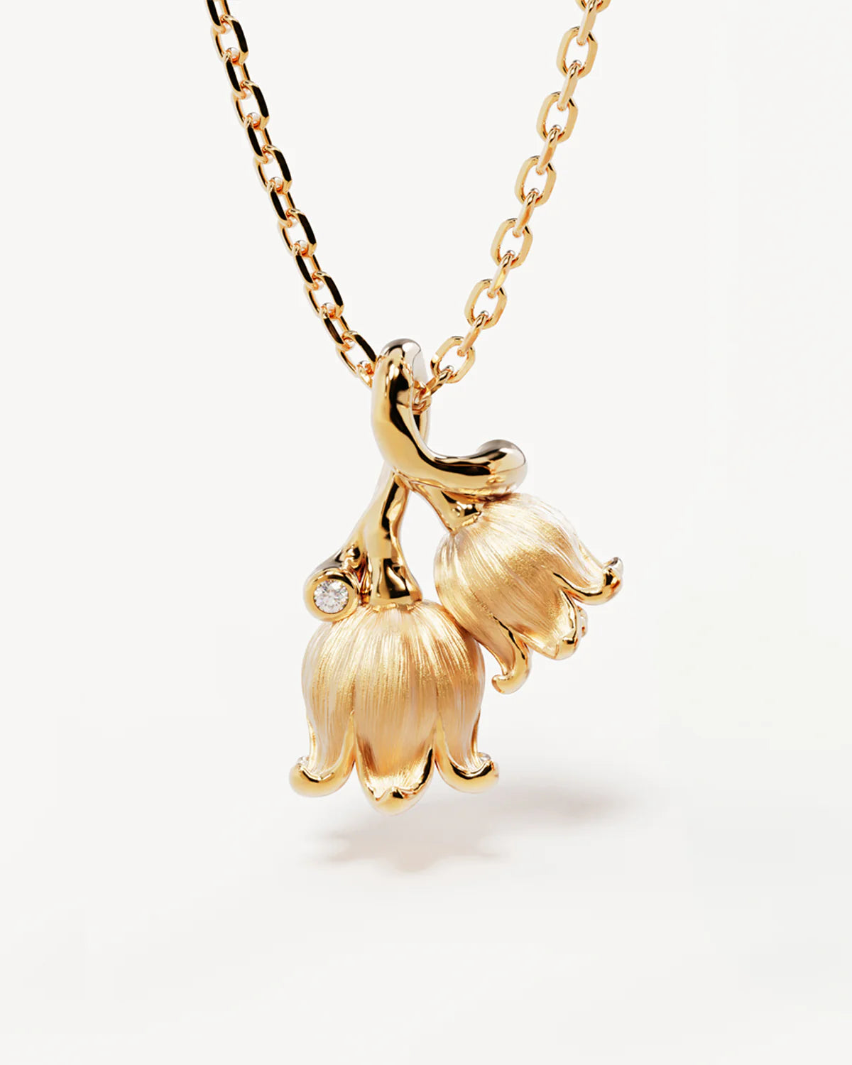 LILY OF THE VALLEY MAY BIRTH FLOWER NECKLACE - 18K GOLD VERMEIL