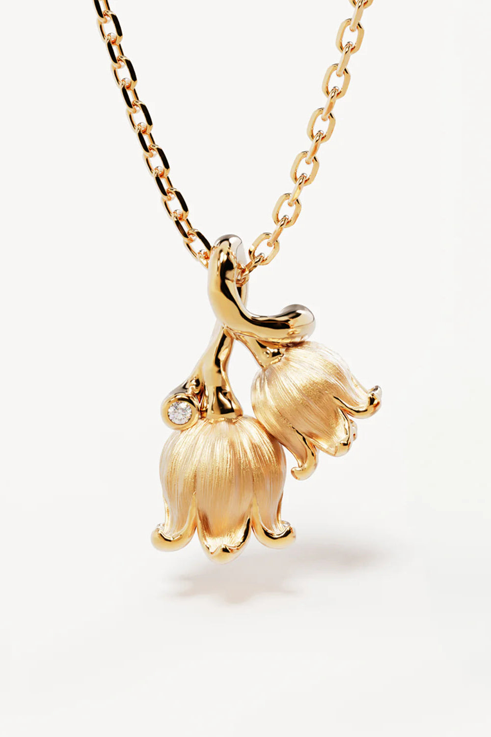 LILY OF THE VALLEY MAY BIRTH FLOWER NECKLACE - 18K GOLD VERMEIL