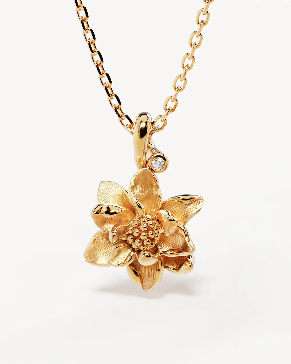 WATER LILY JULY BIRTH FLOWER NECKLACE - 18K GOLD VERMEIL