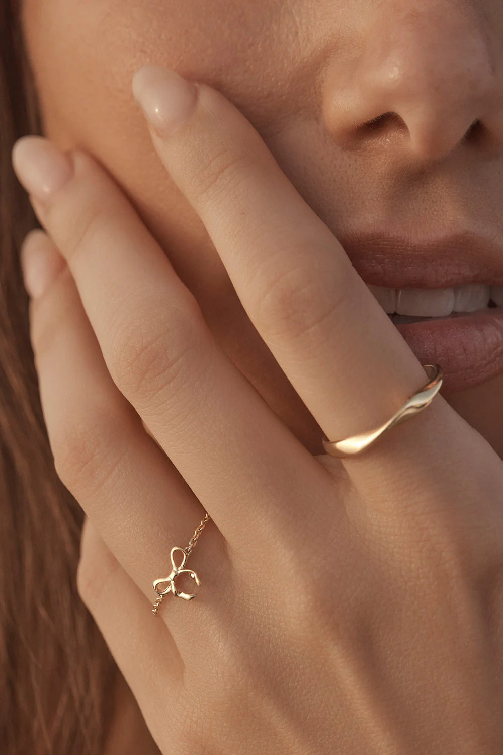 18k Gold Vermeil Forever More Chain Bow Ring