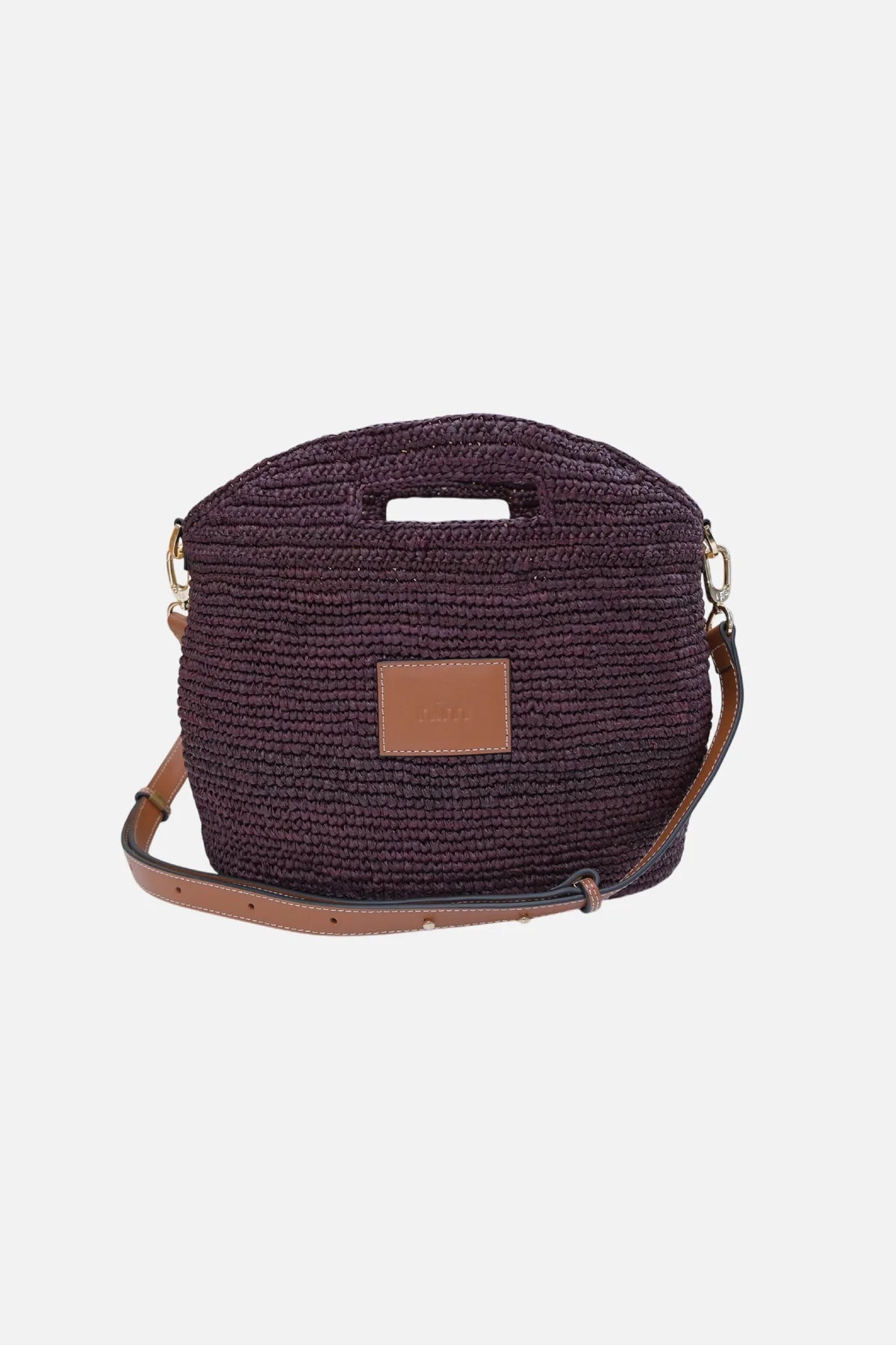 Leather Trim Raffia BB - Cocoa