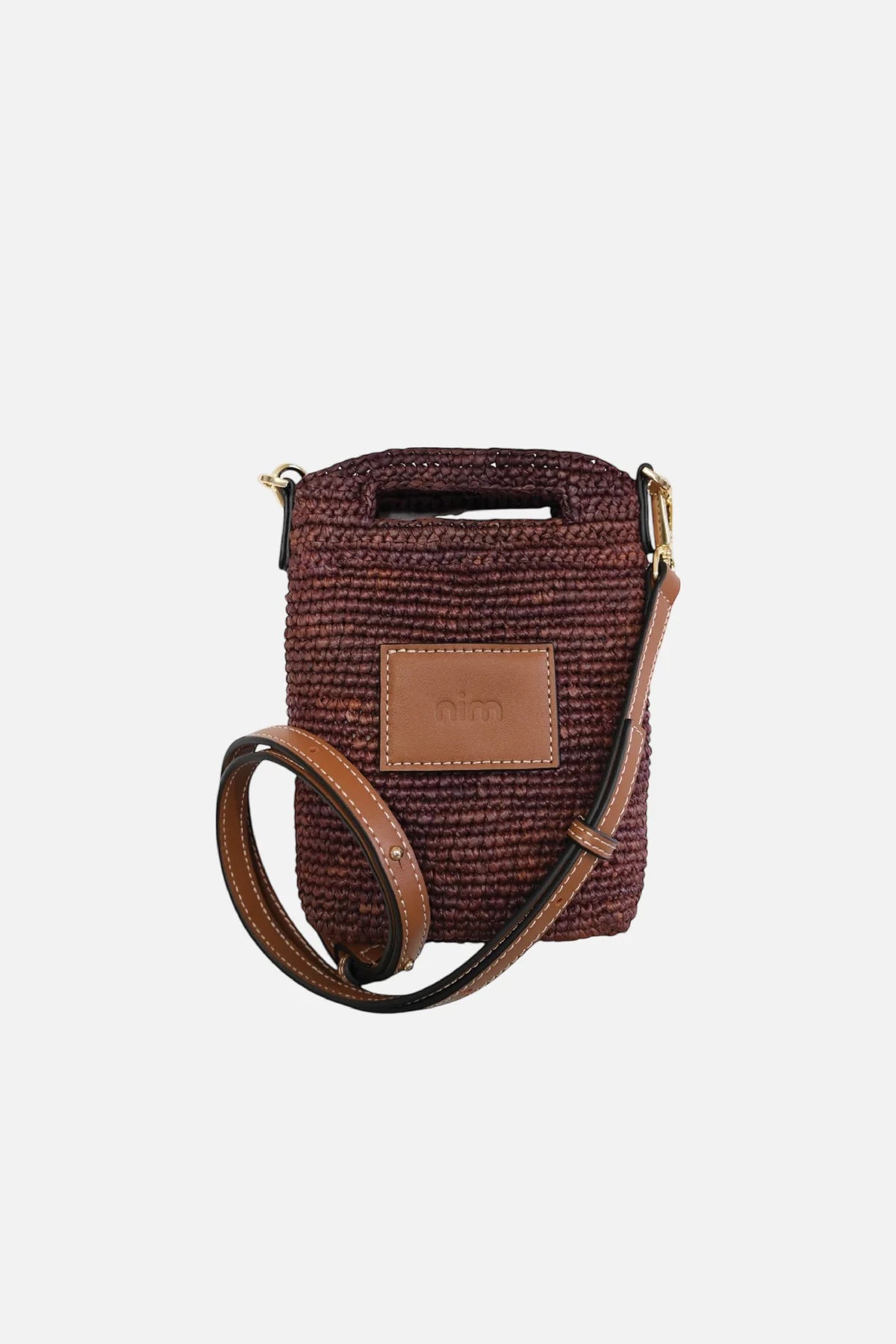 Leather Trimmed Raffia Pocket - Cocoa