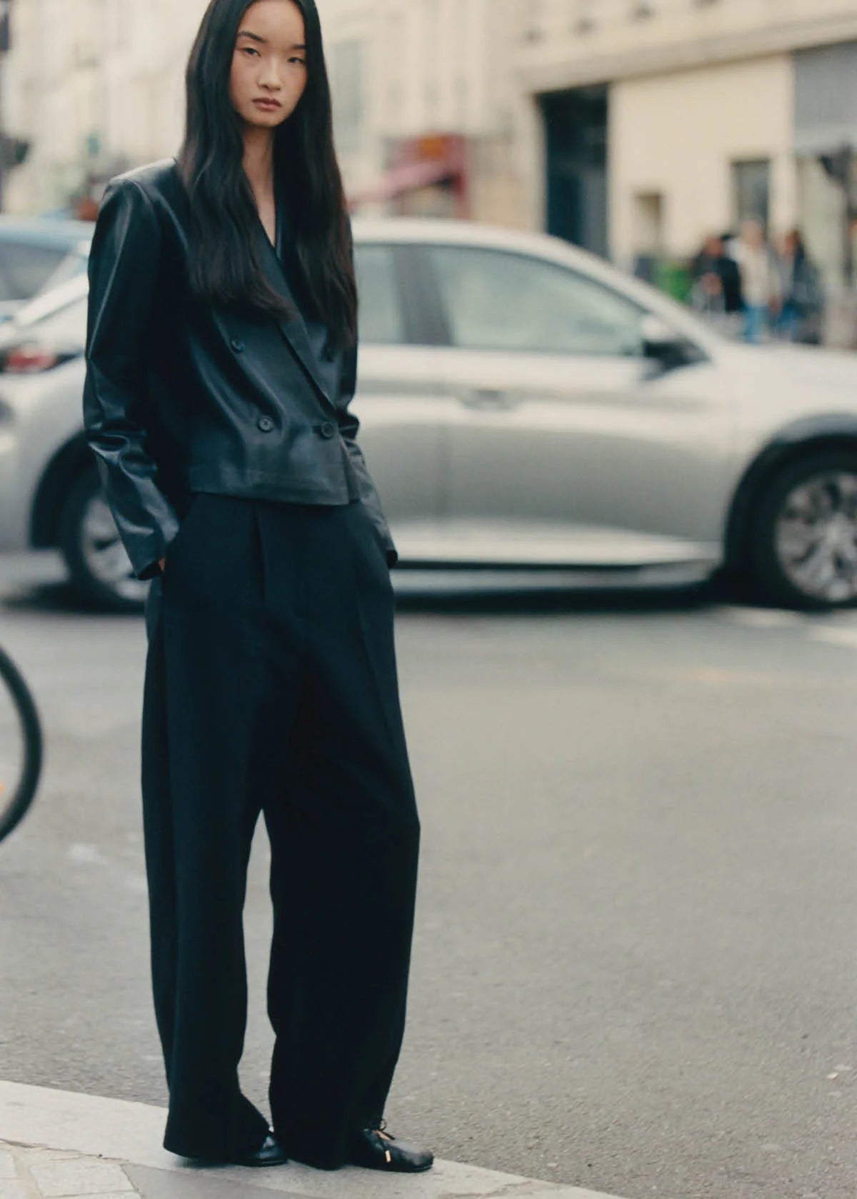 ROSALIND BALLET FLATS - BLACK LEATHER