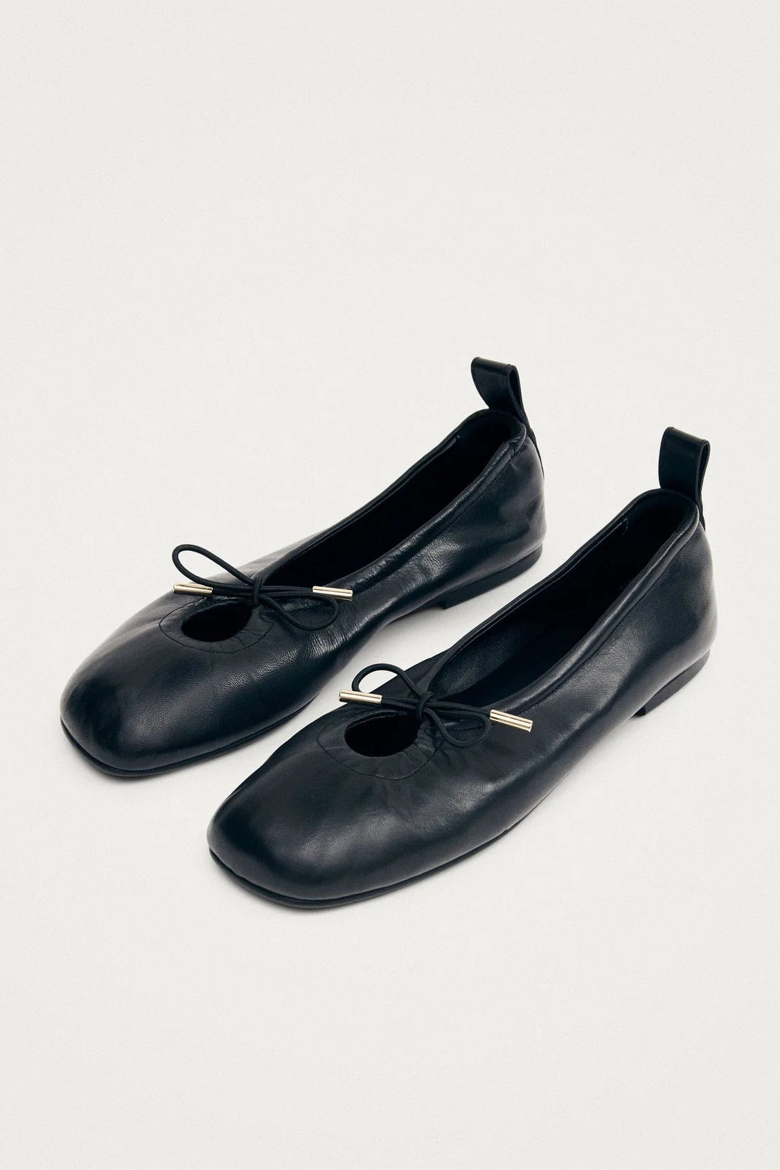 ROSALIND BALLET FLATS - BLACK LEATHER