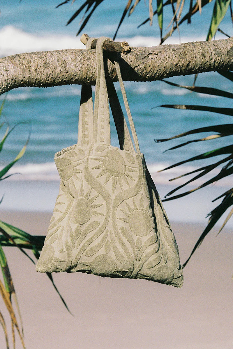 Sundown Towelling Tote - Sage