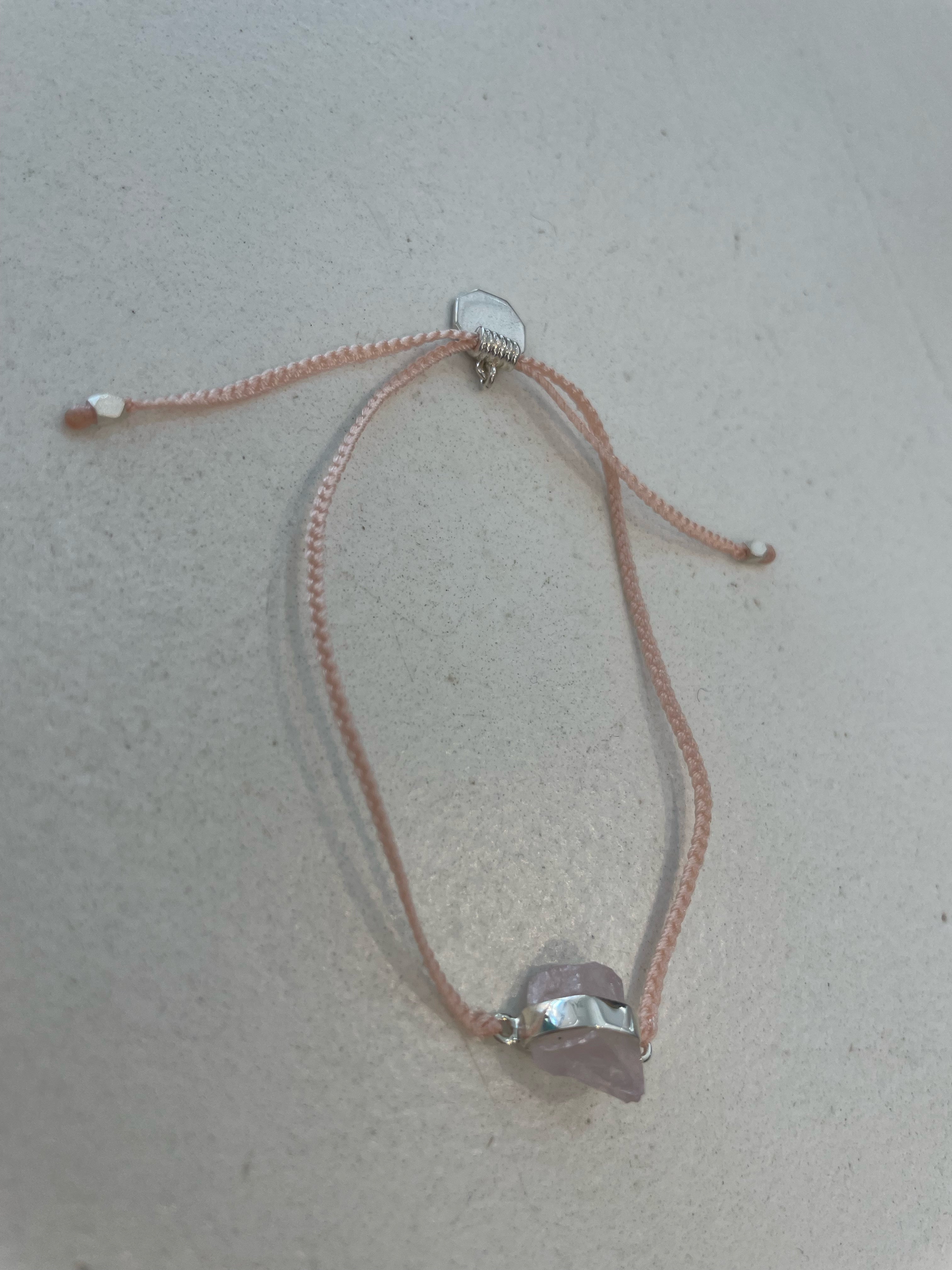 ROSE QUARTZ CRYSTAL BRACELET - PALE PINK - SILVER