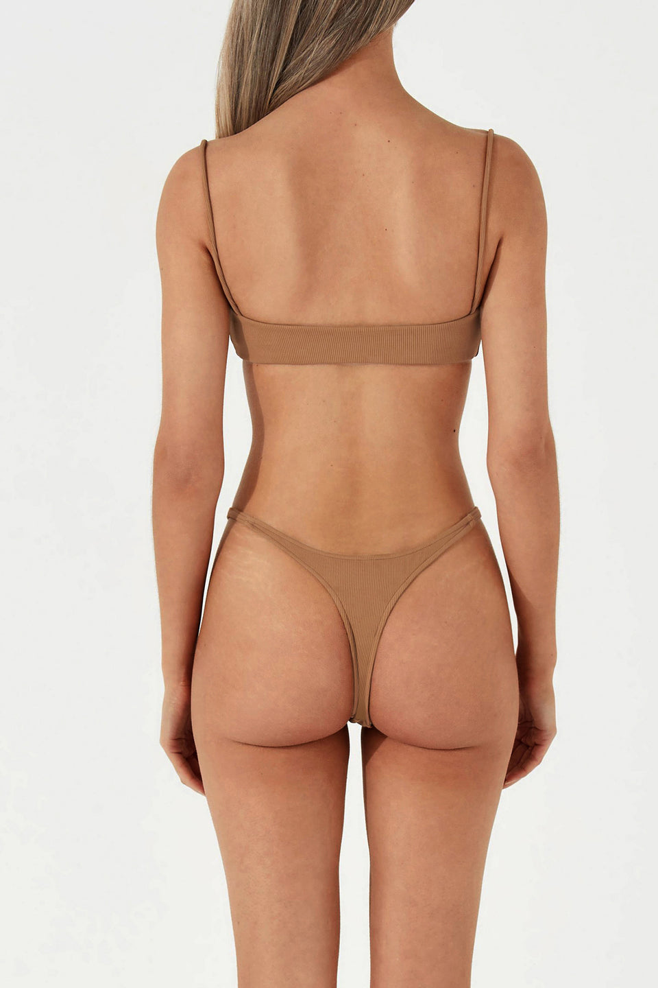 RIB CURVE THONG - ALMOND
