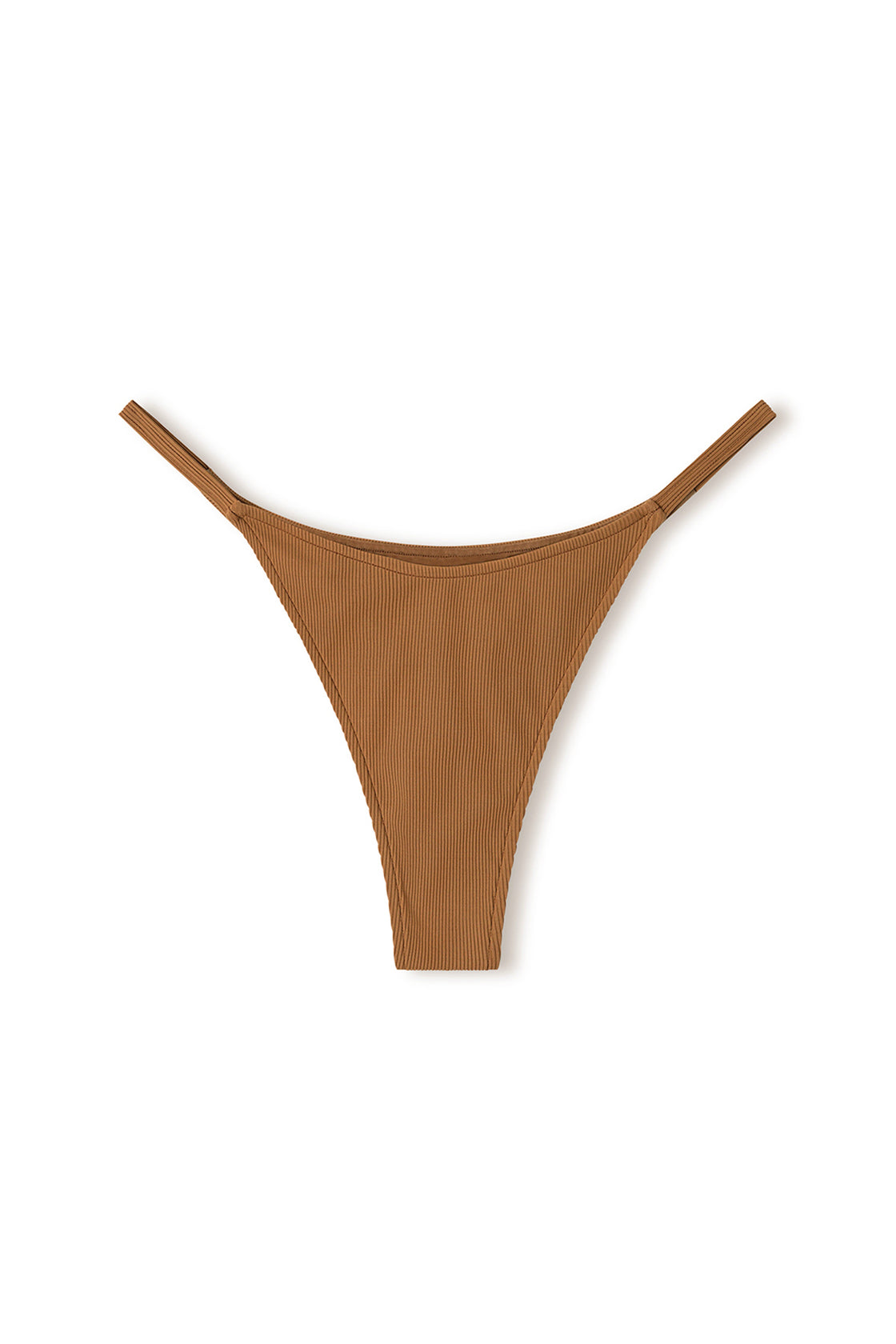 RIB CURVE THONG - ALMOND
