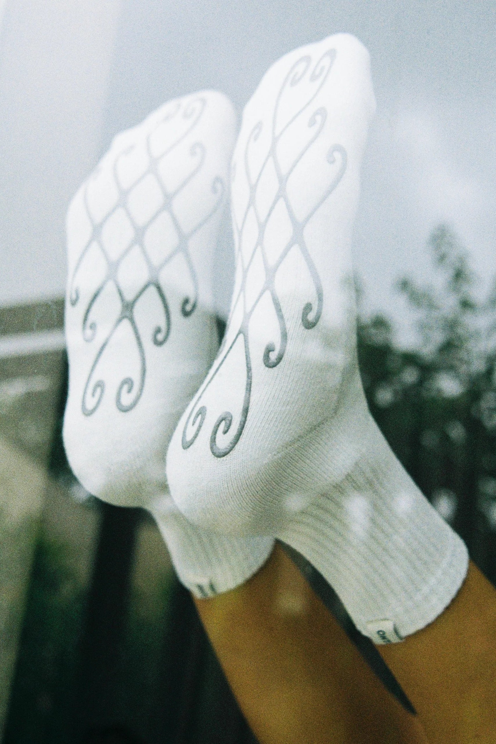 Grip Sock - White Hearts