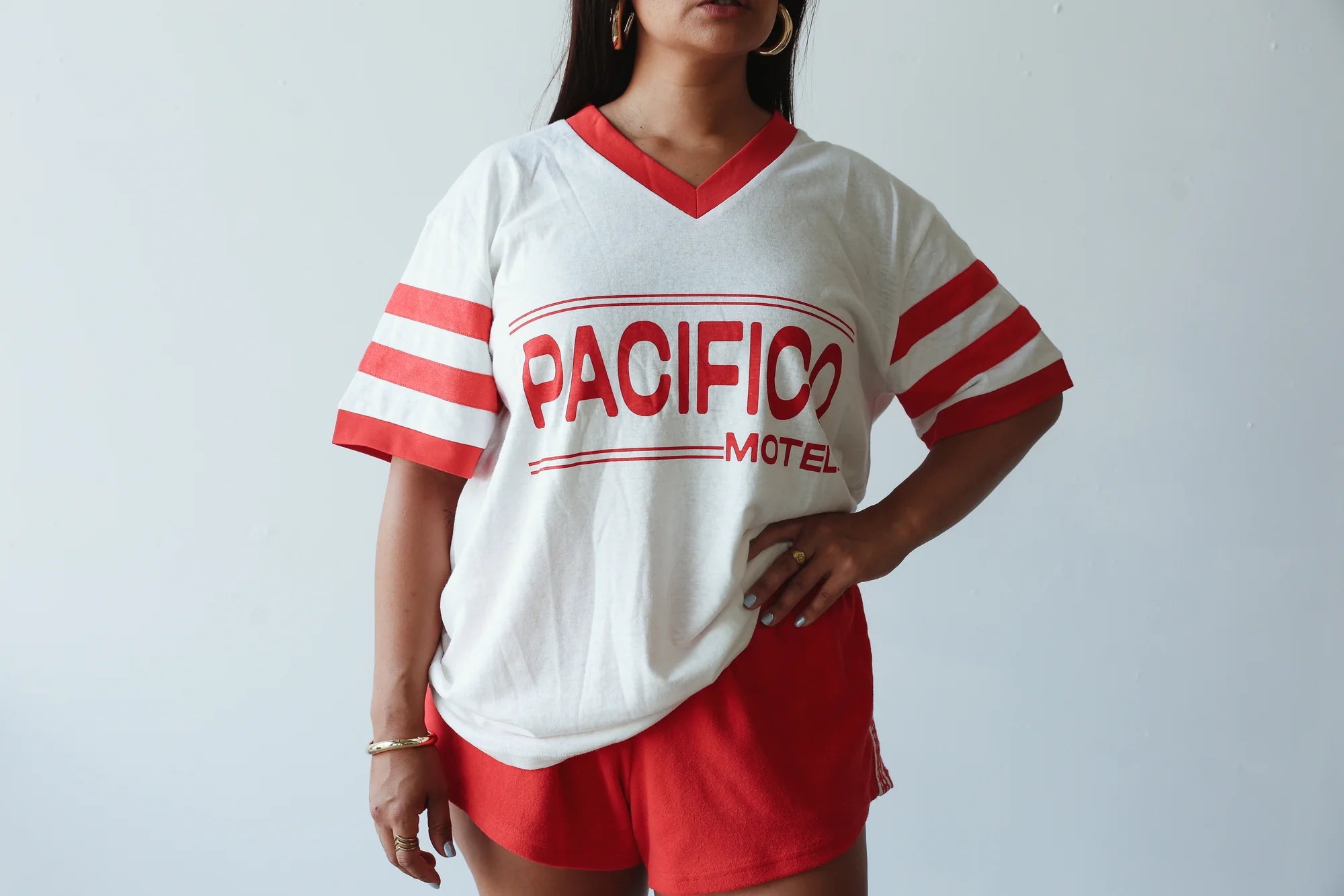 Vintage hemp/cotton tee - pacifico red