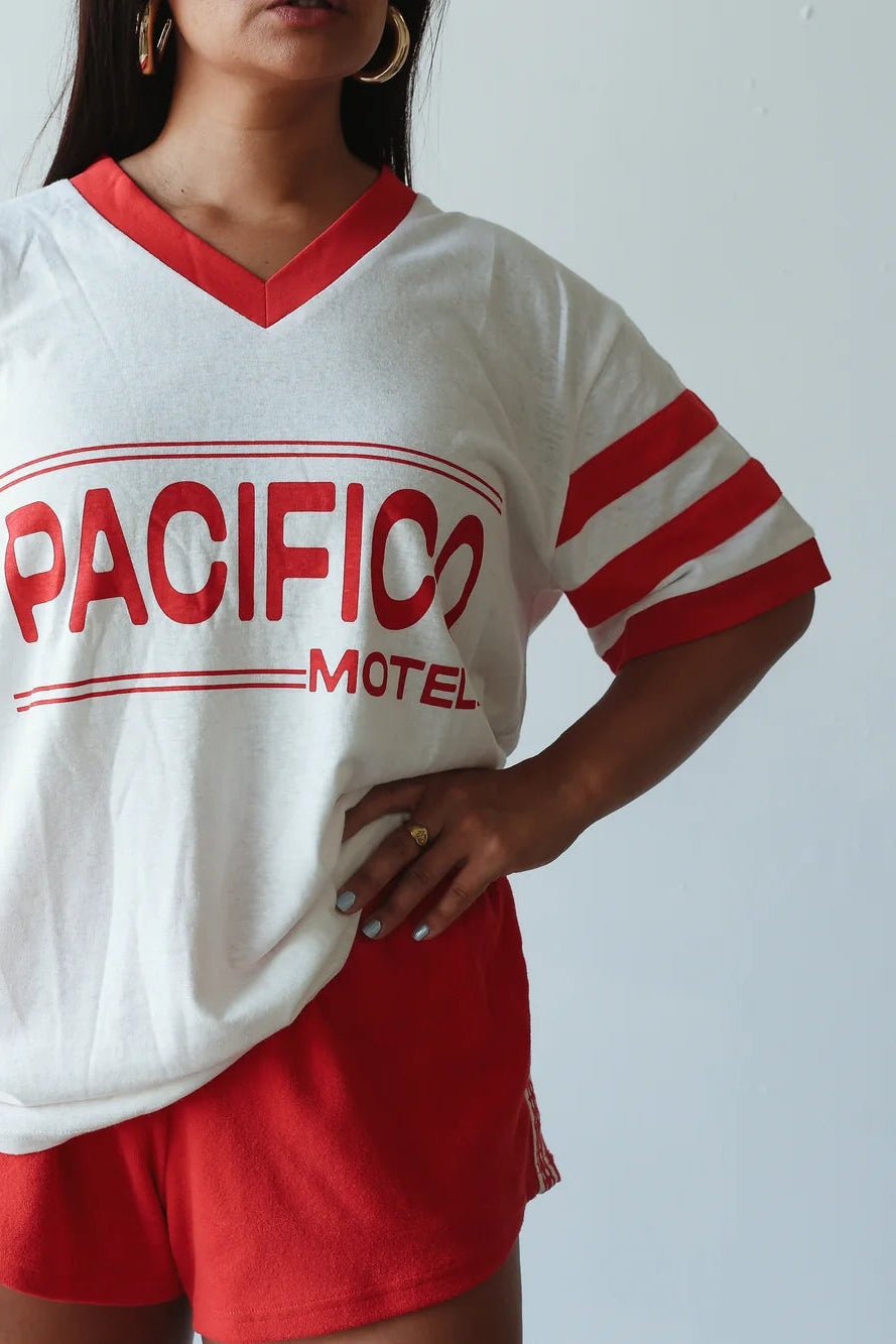 Vintage hemp/cotton tee - pacifico red