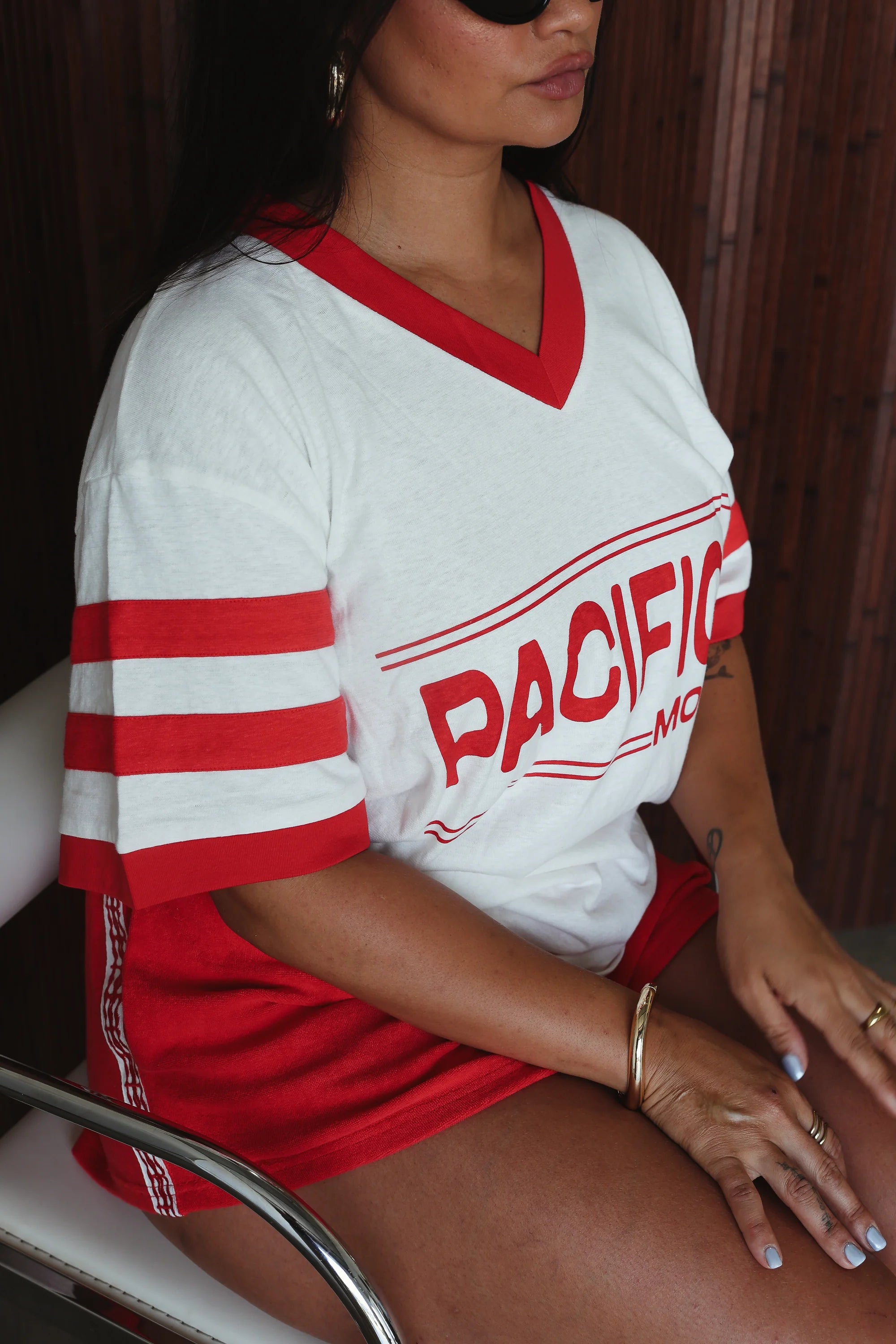 Vintage hemp/cotton tee - pacifico red