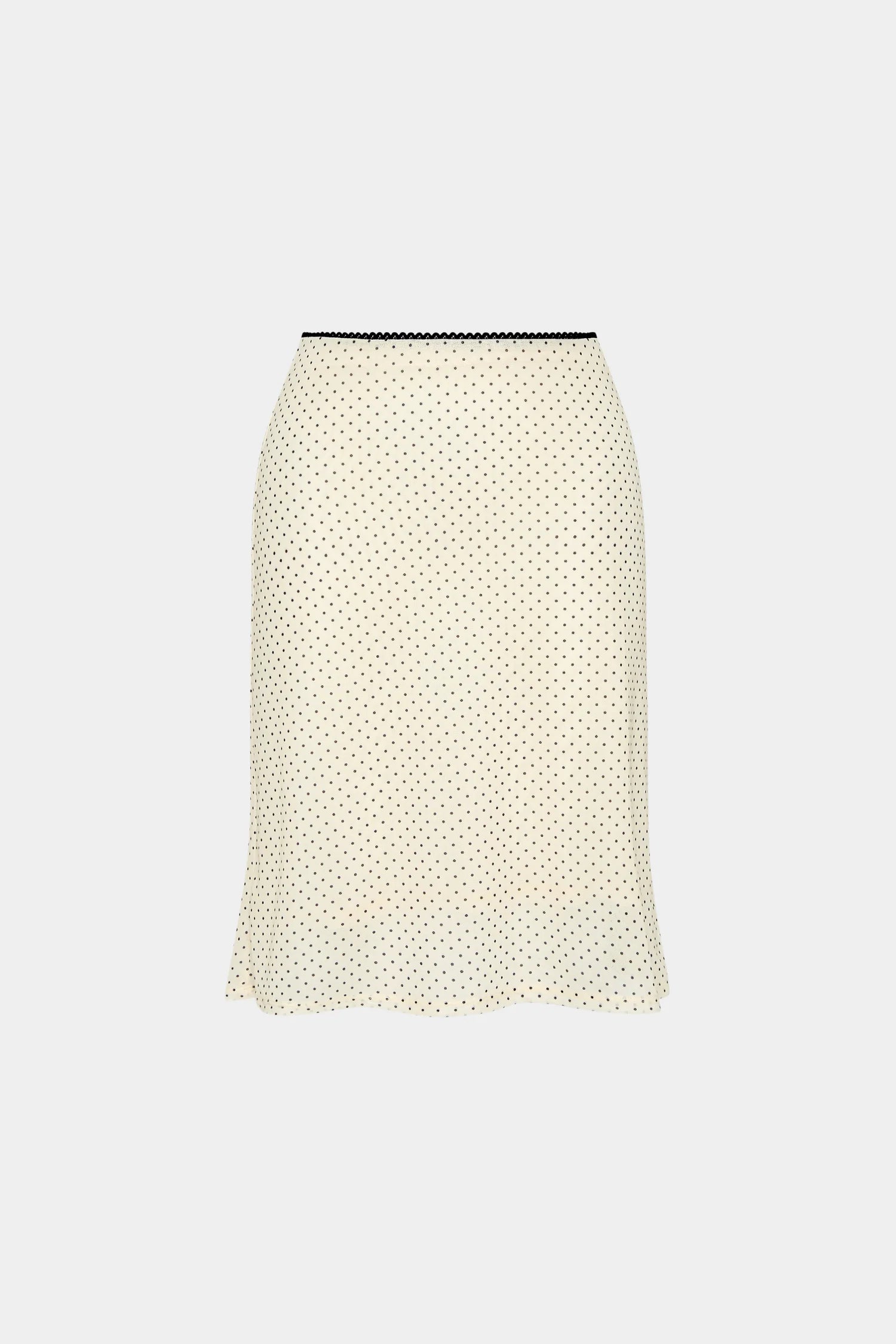 Midi Skirt - Mesh Ivory Polka