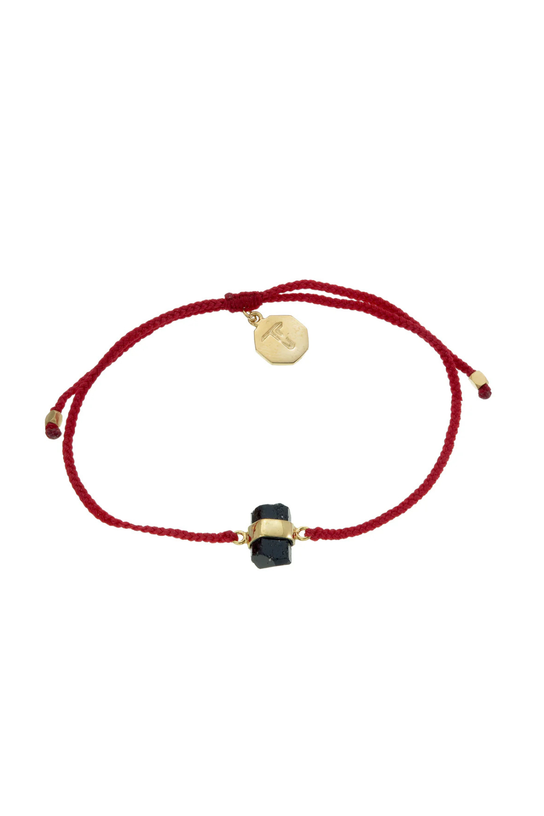 BLACK TOURMALINE CRYSTAL BRACELET - RED - GOLD