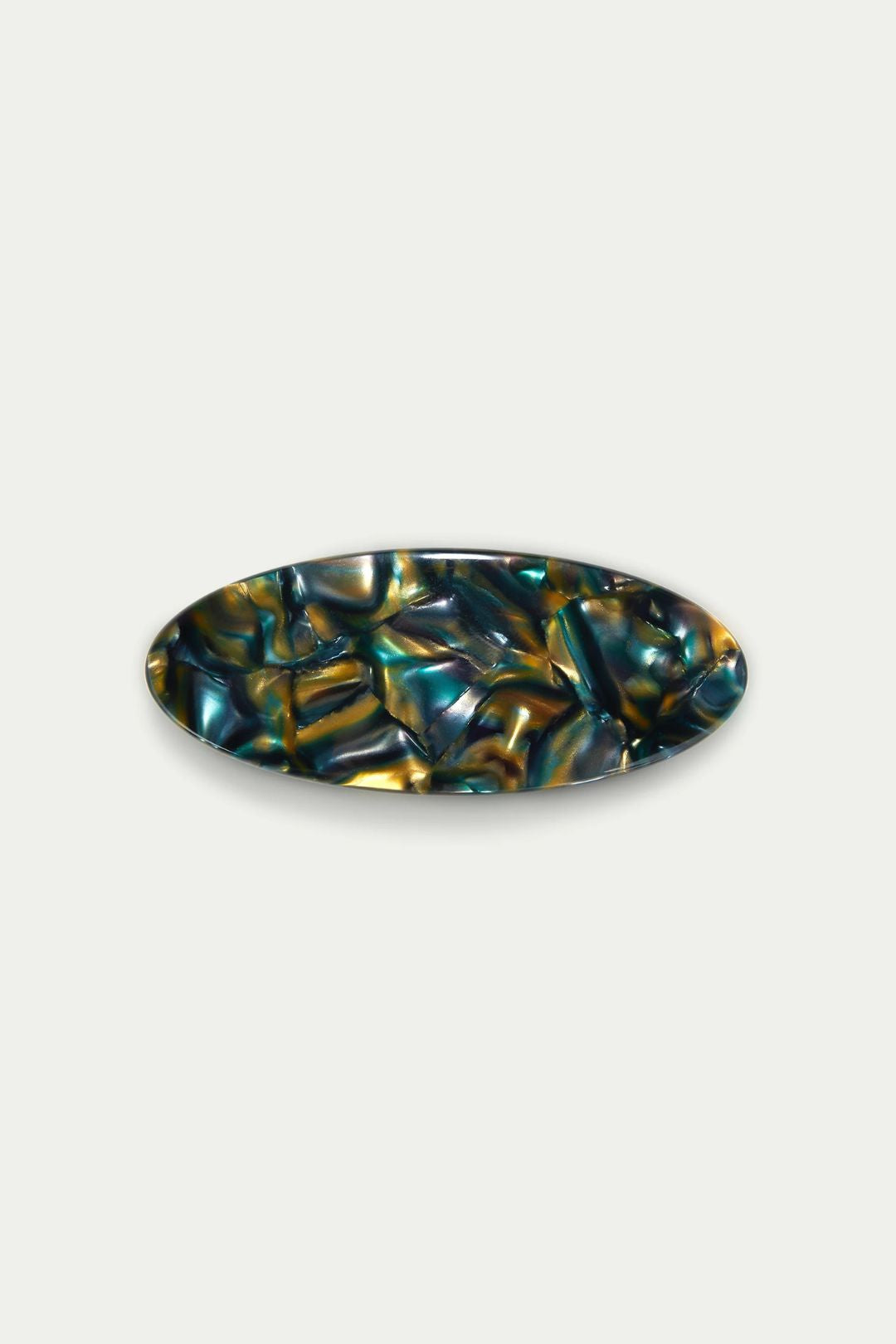OVAL BARRETTE - GREEN TORTOISESHELL