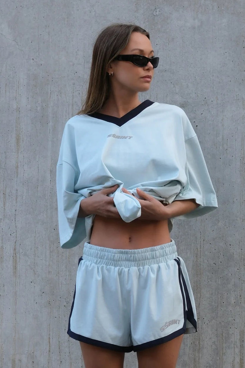 REFLECTIVE V NECK TEE - MINT