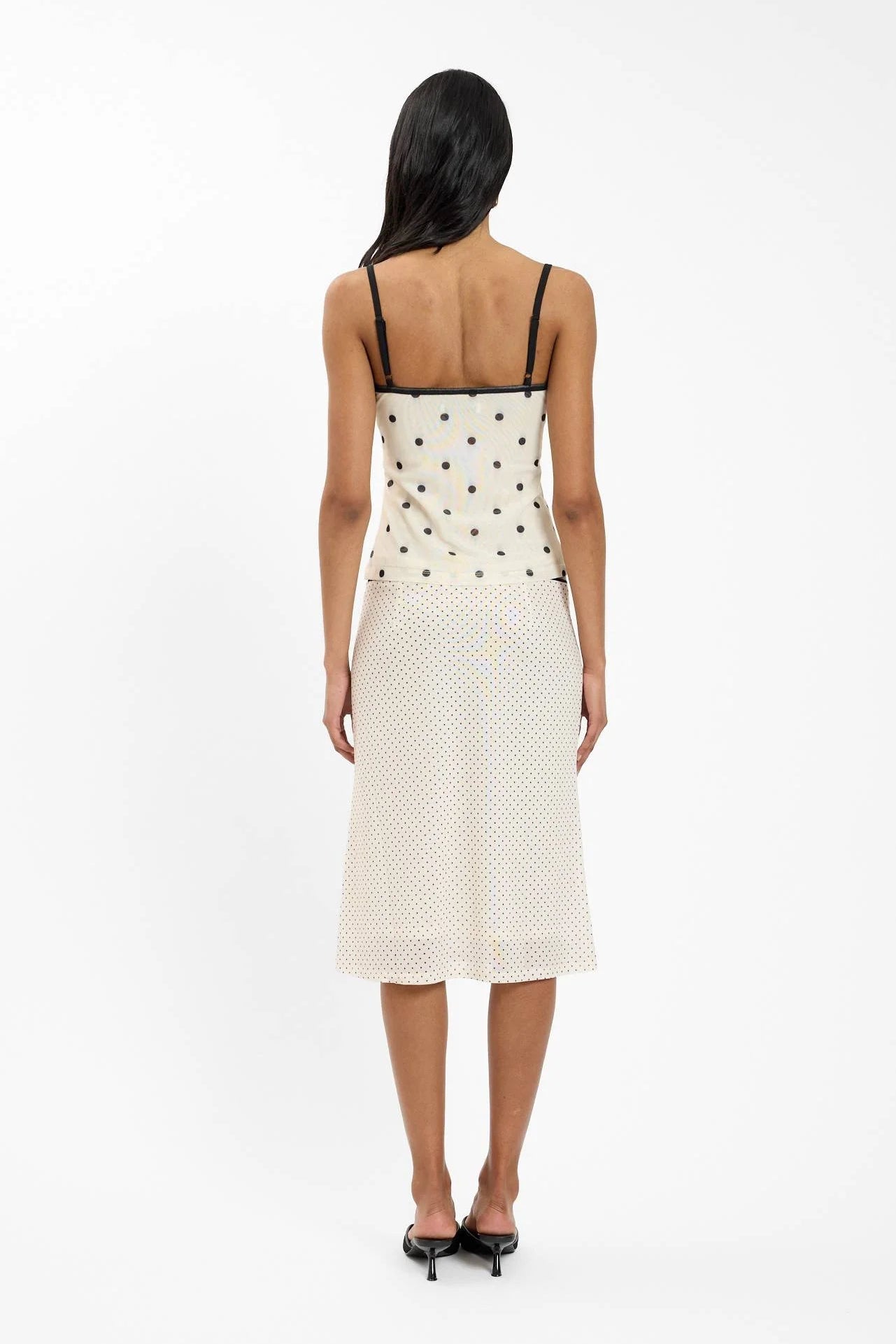 Midi Skirt - Mesh Ivory Polka