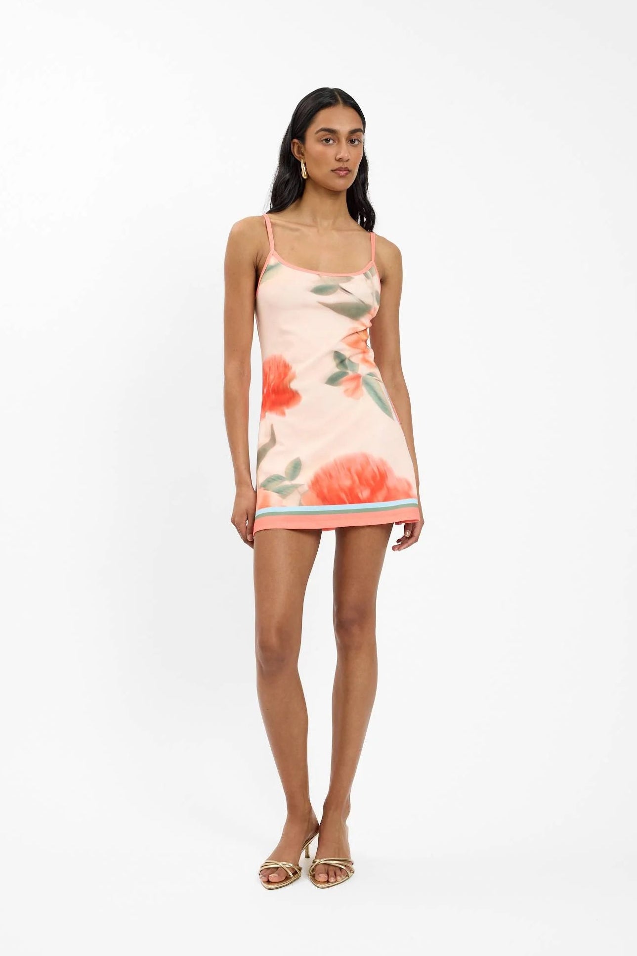 Fitted Mini Dress | Peach Floral