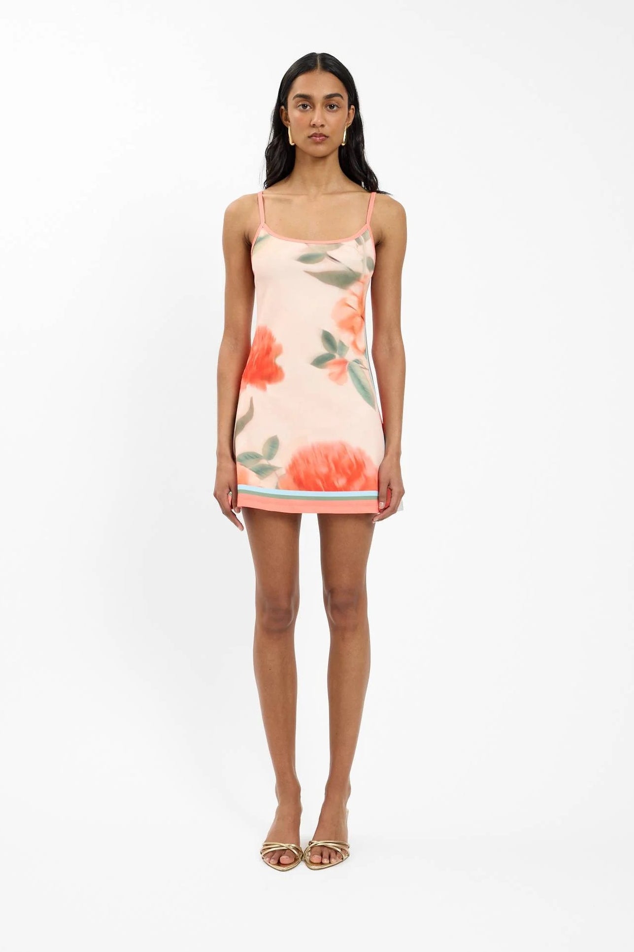 Fitted Mini Dress | Peach Floral