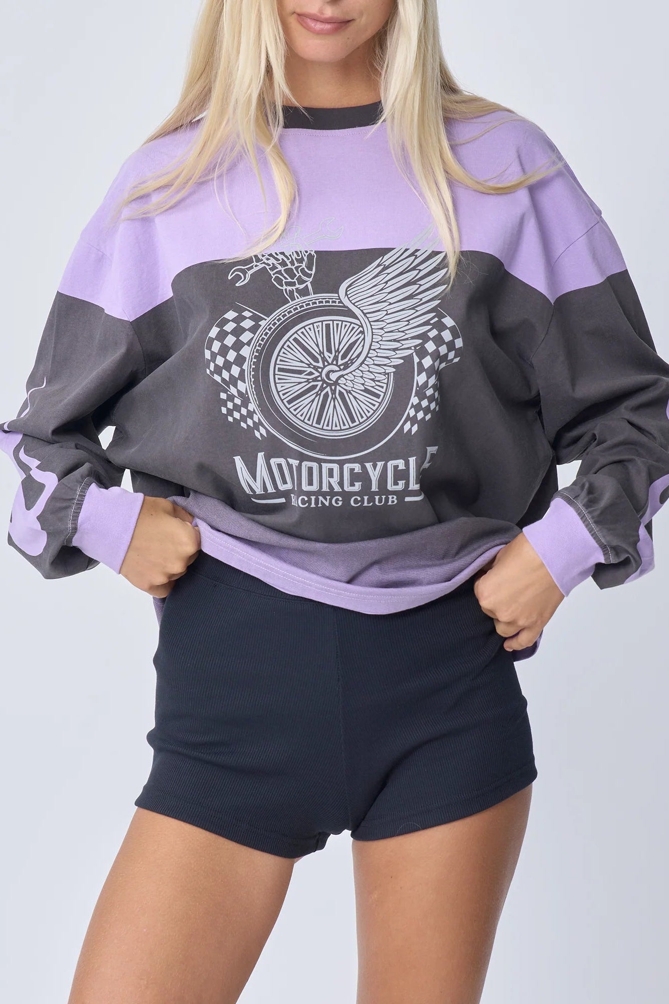 Moto Long Sleeve Tee - Lilac