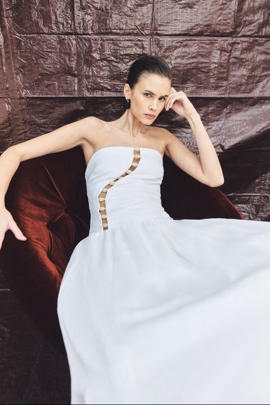 Effie Strapless Cut Out Maxi Dress - Ivory