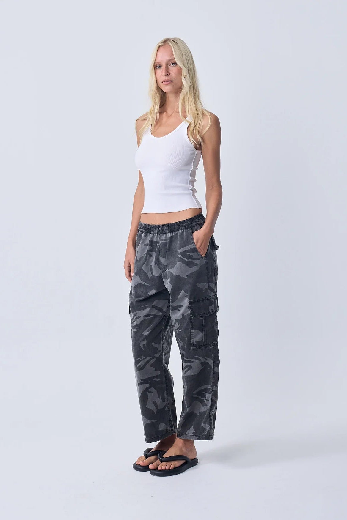 Cargo Pants - Washed Camo Black