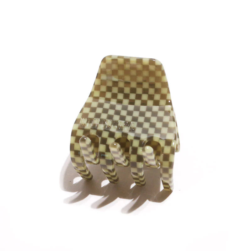 PETITE OLIVE CHECKERS - HAIR CLAW