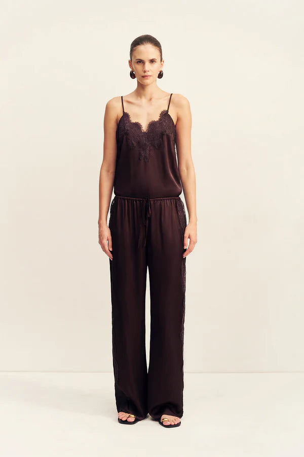Simona lace side panel pant - espresso