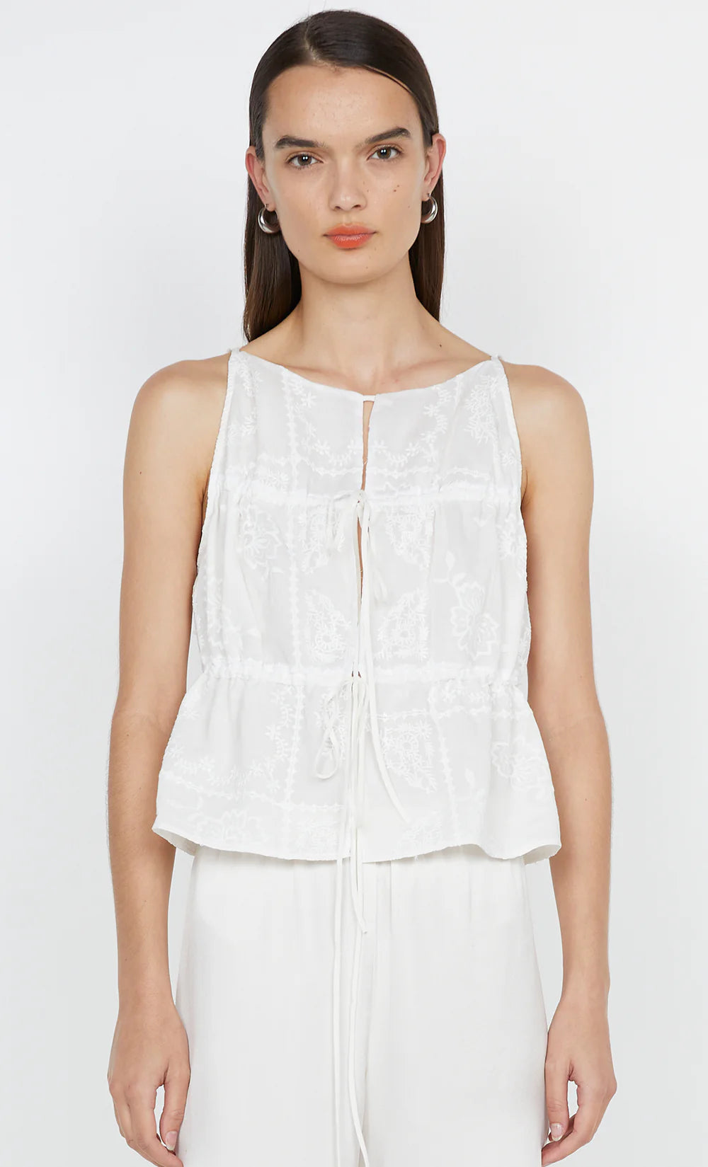 ZALEA GATHERED TOP - WHITE