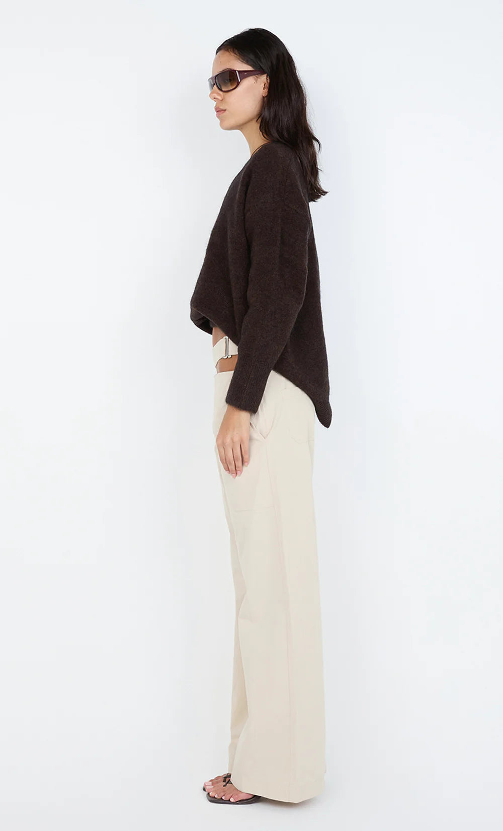 CAMPBELL V NECK JUMPER - Chocolate