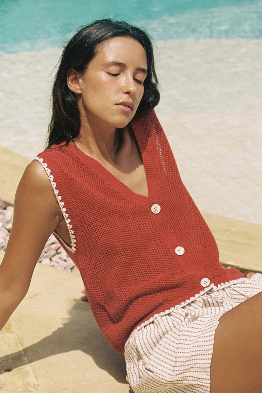 Calvi Knit Tank - Red Ochre
