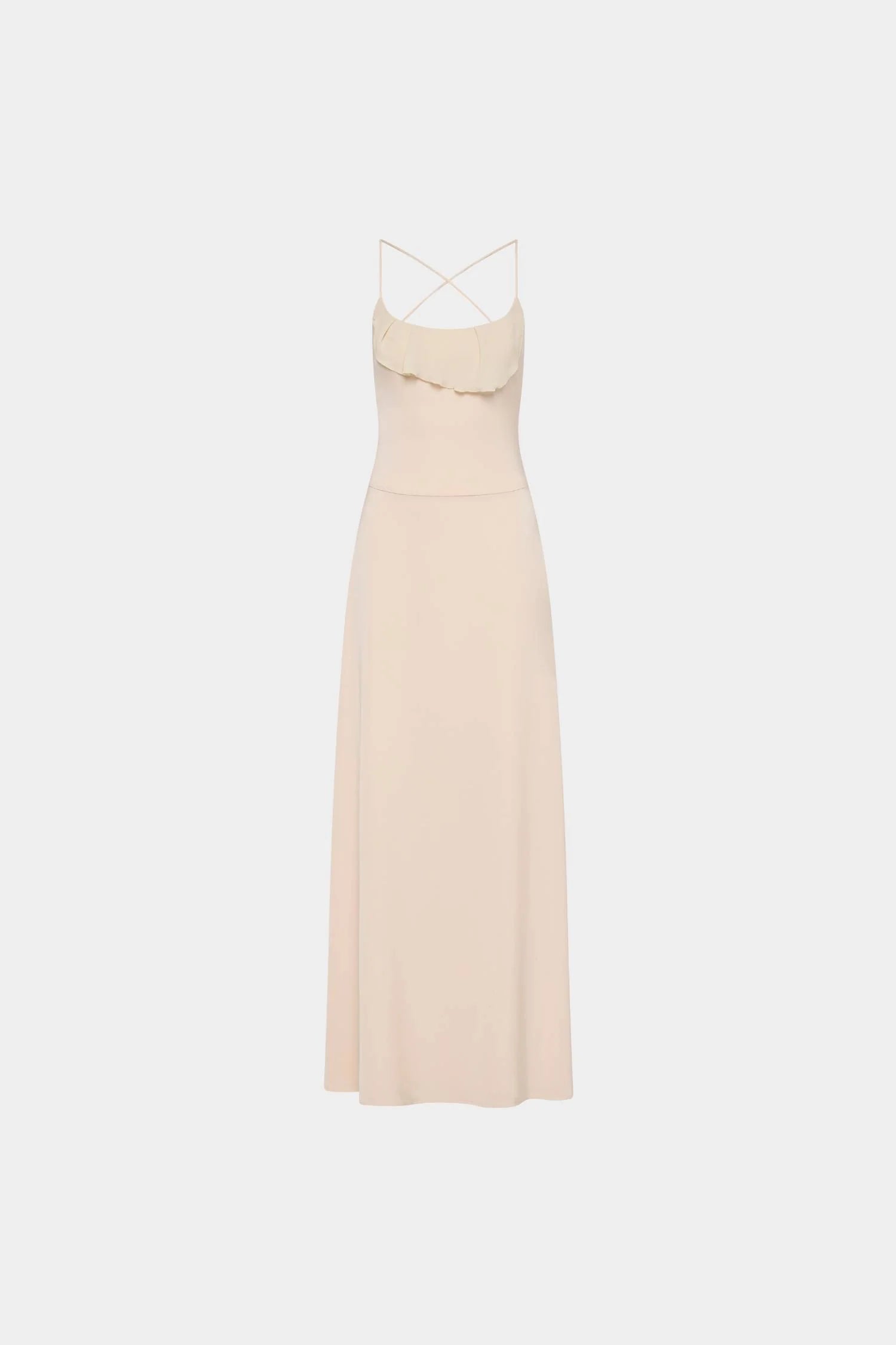 Frill Backless Maxi Dress - Blush Satin