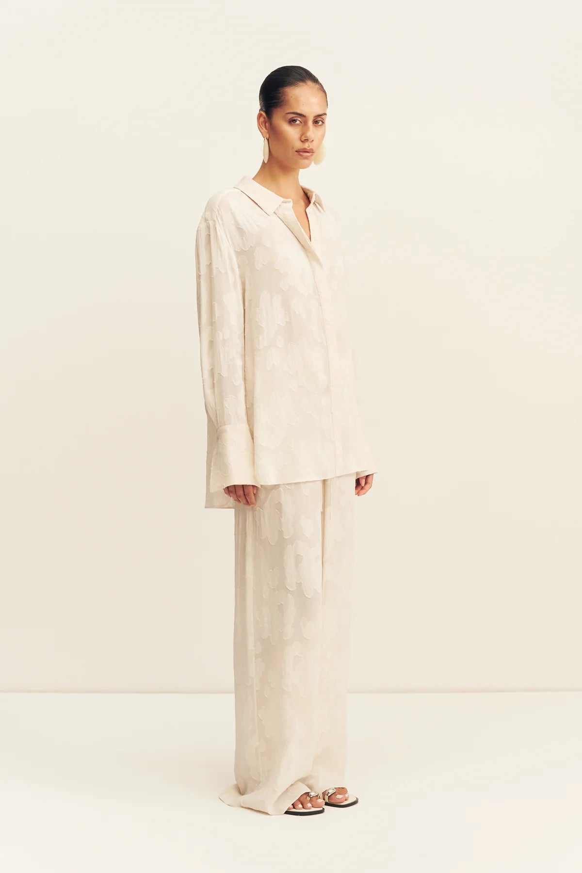 Bowery Jacquard Sheer Shirt - Bone