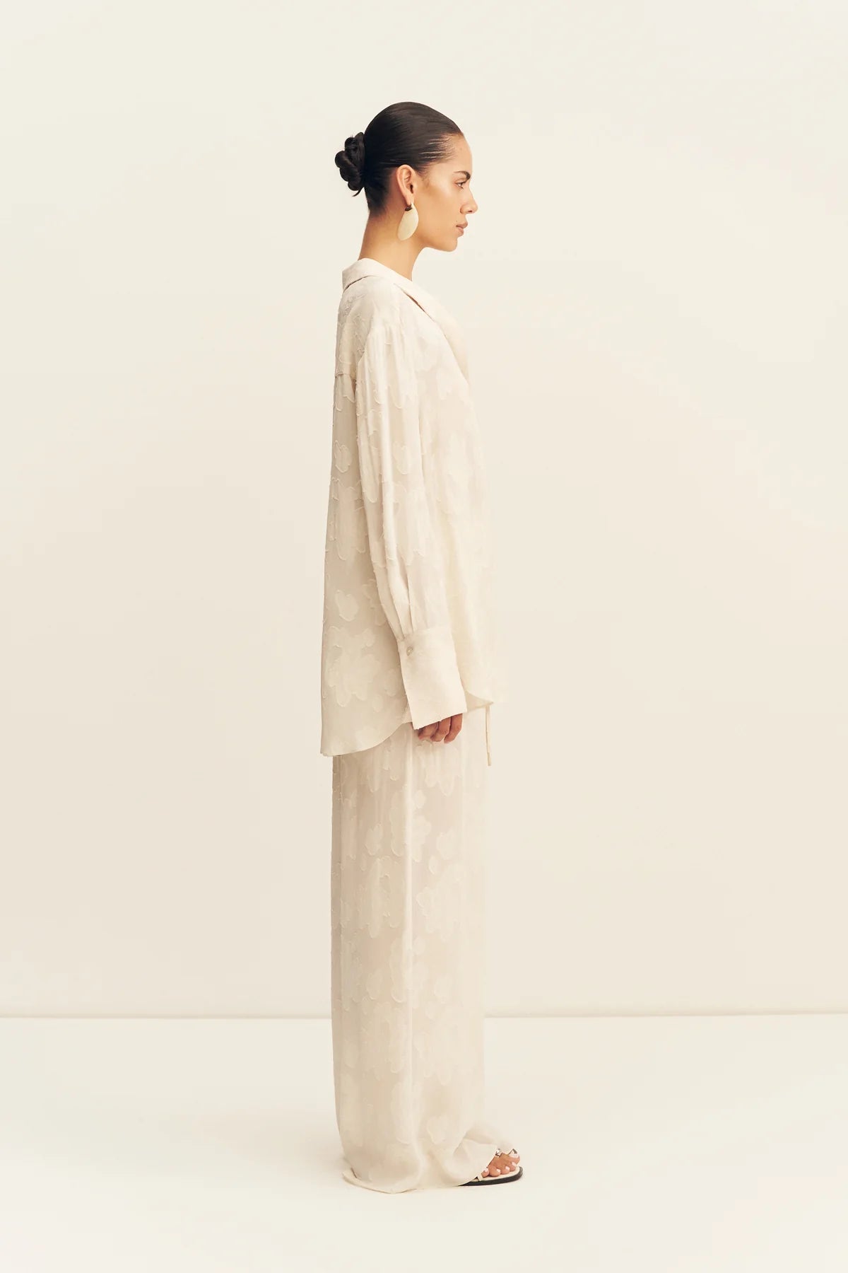 Bowery Jacquard Sheer Shirt - Bone