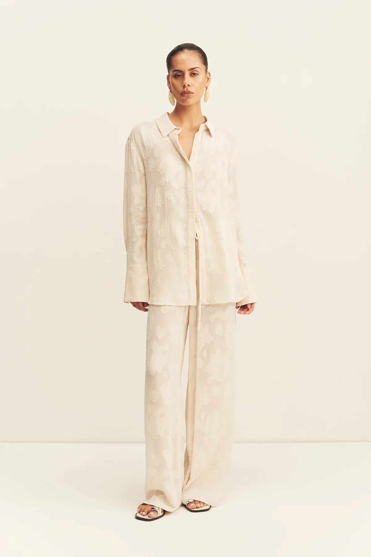 Bowery Jacquard Sheer Shirt - Bone