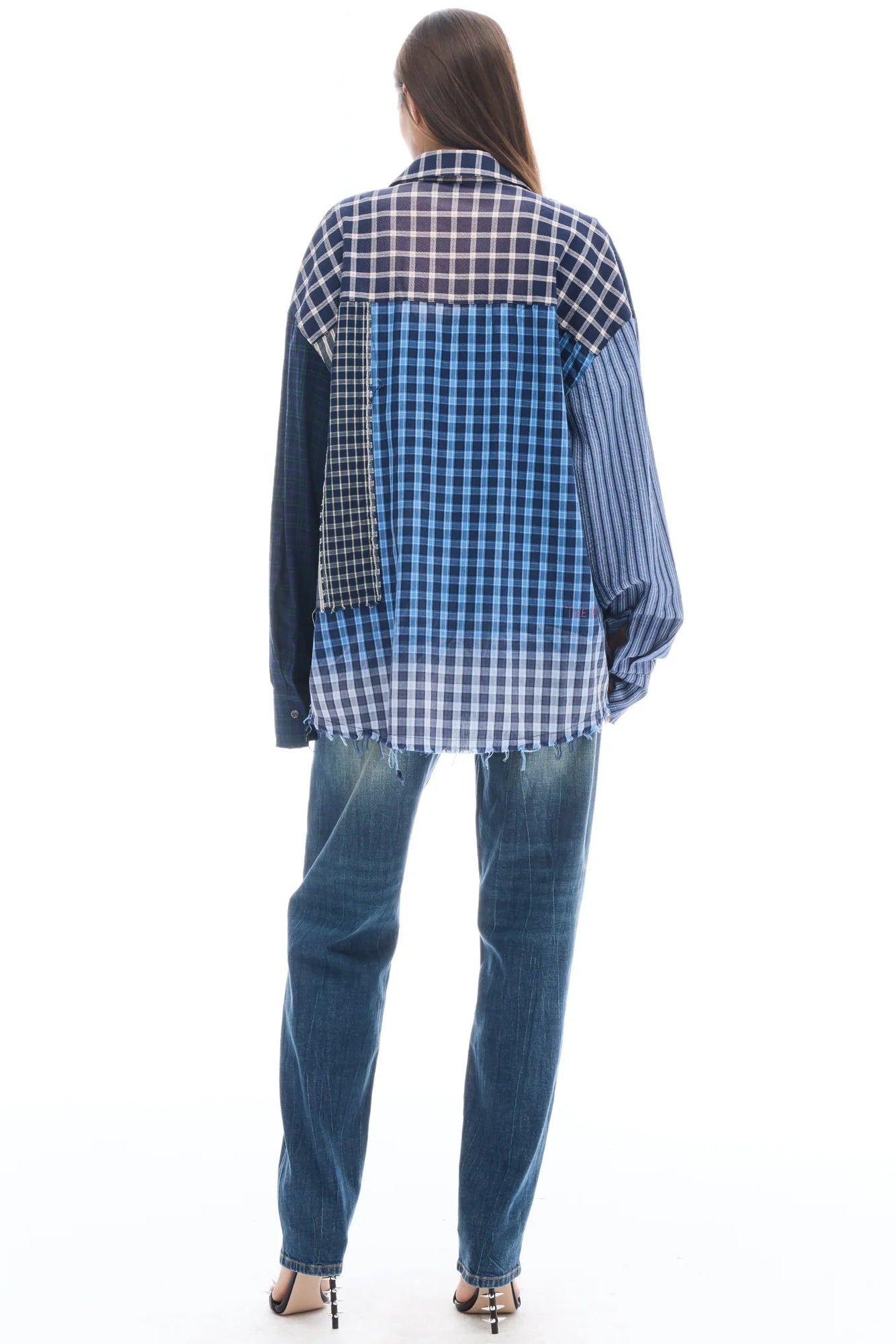 Patchwork Check Stripe Shirt